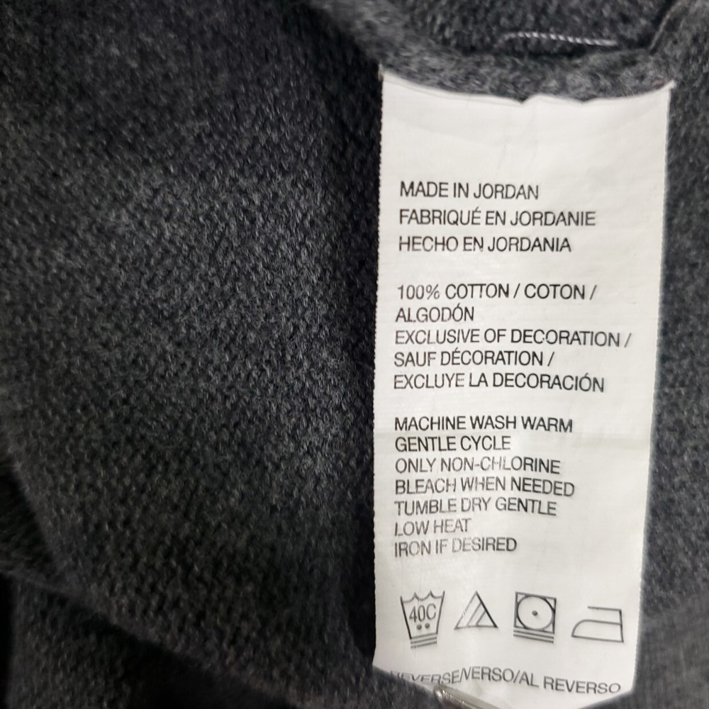 IZOD Mens XL Gray Quarter Button Mock Neck Sweater Navy Trim Preppy Grandpacore - Picture 13 of 14